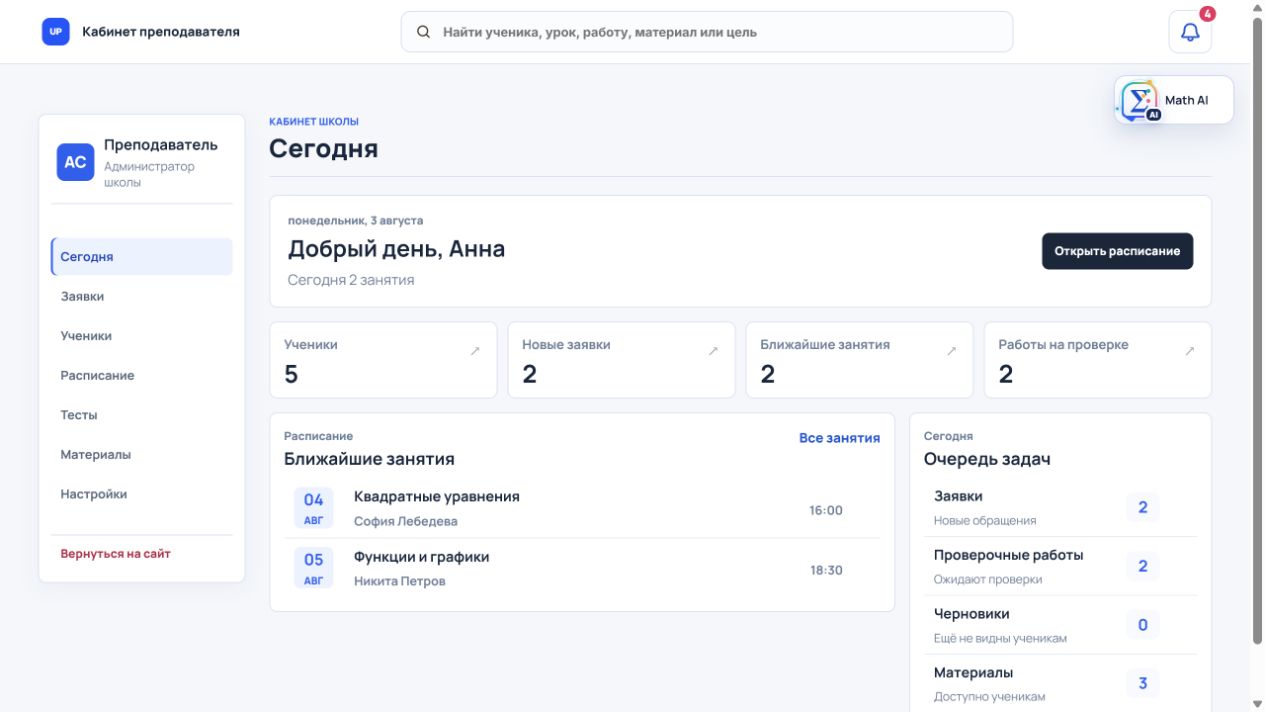 Главная страница кабинета преподавателя